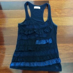 A&F Navy Ruffle Tank Top
